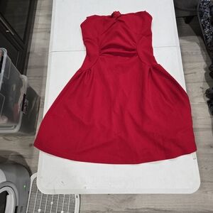 SHEIN Bright Red Strapless Cutout Fit & Flare Dress